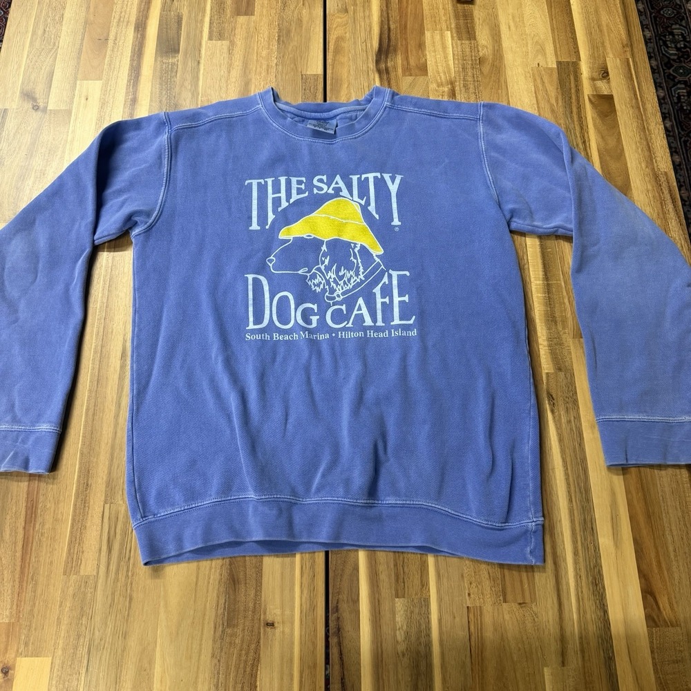 Vintage The Salty Dog Cafe Unisex Blue Sweatshirt Graphic Hilton Head Size Small